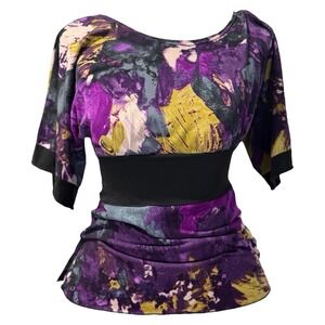 y2k Iz Byer California‎ Paper Tag Top Shirt Tie Back Clinch Waist Large USA Made